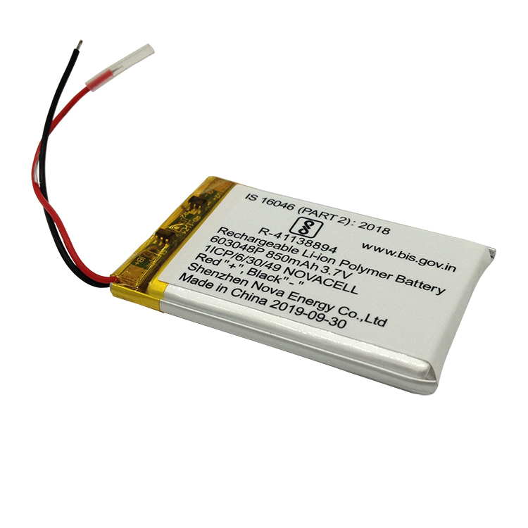 BIS KC 3.7V 850mAh 900mah 603048 lithium lipo rechargeable polymer battery